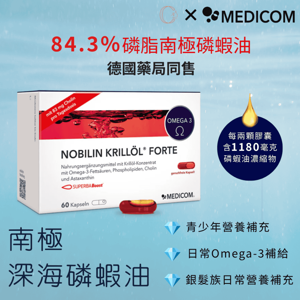 84.3% 磷脂南極磷蝦油 南極深海磷 青少年營養補充 日常Omega-3補給 銀髮族日常營養補充